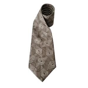 Country Britches Silk Mens Tie Made in USA Beige Geometric Pattern Luxury